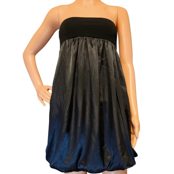 Y2K Joyce Leslie Blk Bandeau Top Bubble Hem Dress Sz S Tube Top HOCO PROM PARTY - Picture 5 of 12